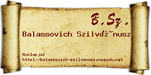 Balassovich Szilvánusz névjegykártya